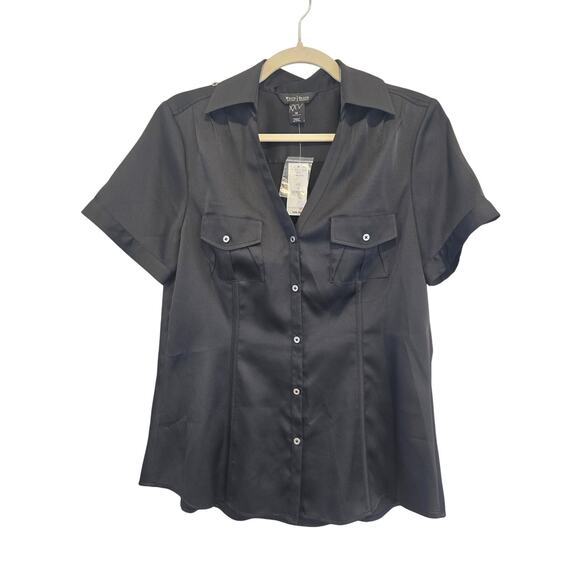 White House Black Market Tops - White House Black Market size M Black Blouse NWT
